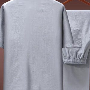 Traje Tang de mezcla de lino para hombre, Hanfu Taiji bordado, regalo para el padre imagen 12