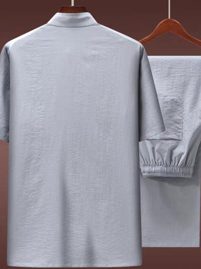 Traje Tang de mezcla de lino para hombre, Hanfu Taiji bordado, regalo para el padre imagen 12
