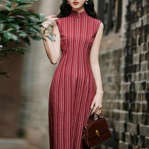 Doveyaf New Summer Chinese Sleeveless Woman Cheongsam Dress China Qipao Floral Pattern Lined Size S-3XL