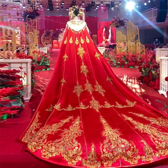 China Bridal Long Trail Cape, 霞披kasumi Cape for Winter Anti Cold