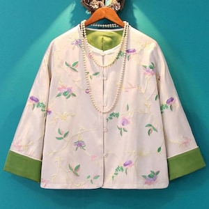 New Arrival Spring Modern China Woman Jacket Top, Chinese Tang Suit for Darily Work/Tea Ceremony, Traditional Embroidery, Pink& White
