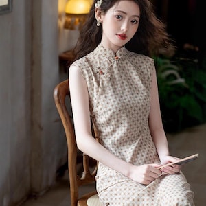 New Arrival Retro China Cheongsam, Classic Pankou Closure Qipao, Summer Qipao Gift for Her Dress Size S-3XL Khaki