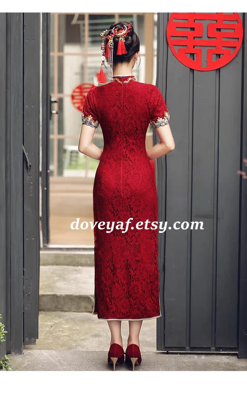 green emerald velvet dress Embroidered Black A-Line Qipao / Cheongsam Party Dress main image 1
