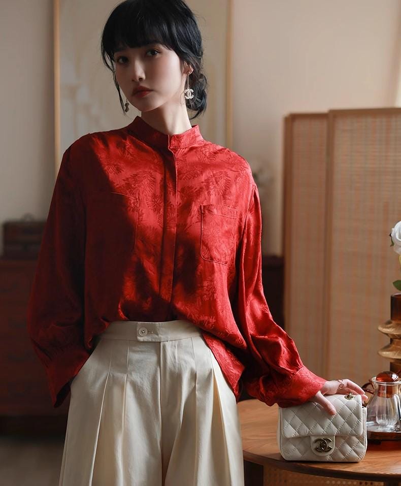 New Spring China Top, Collection Level Tang Loose Blouse, Jacquard