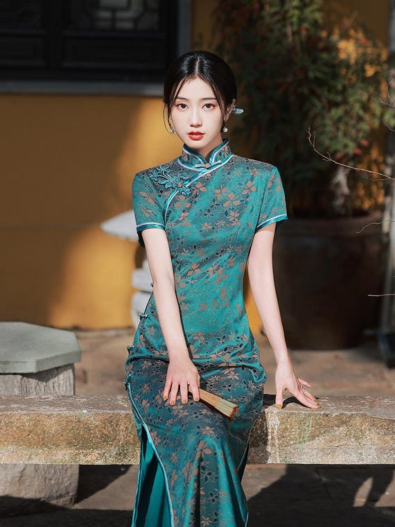 Doveyaf New Classic Design Cultural Lady Qipao, Summer Dress, Shanghai  Movie Revivo Size M-4xl,green Mother Gown - Etsy