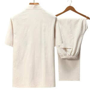 Traje Tang de mezcla de lino para hombre, Hanfu Taiji bordado, regalo para el padre imagen 11