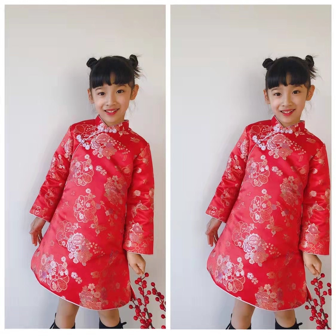 Cheongsam Qipao Tradizionale Cinese Per Bambine – Abito Ricamato Con Tutù – Da 3 A 12 Anni (Taglie 110-160) - 4