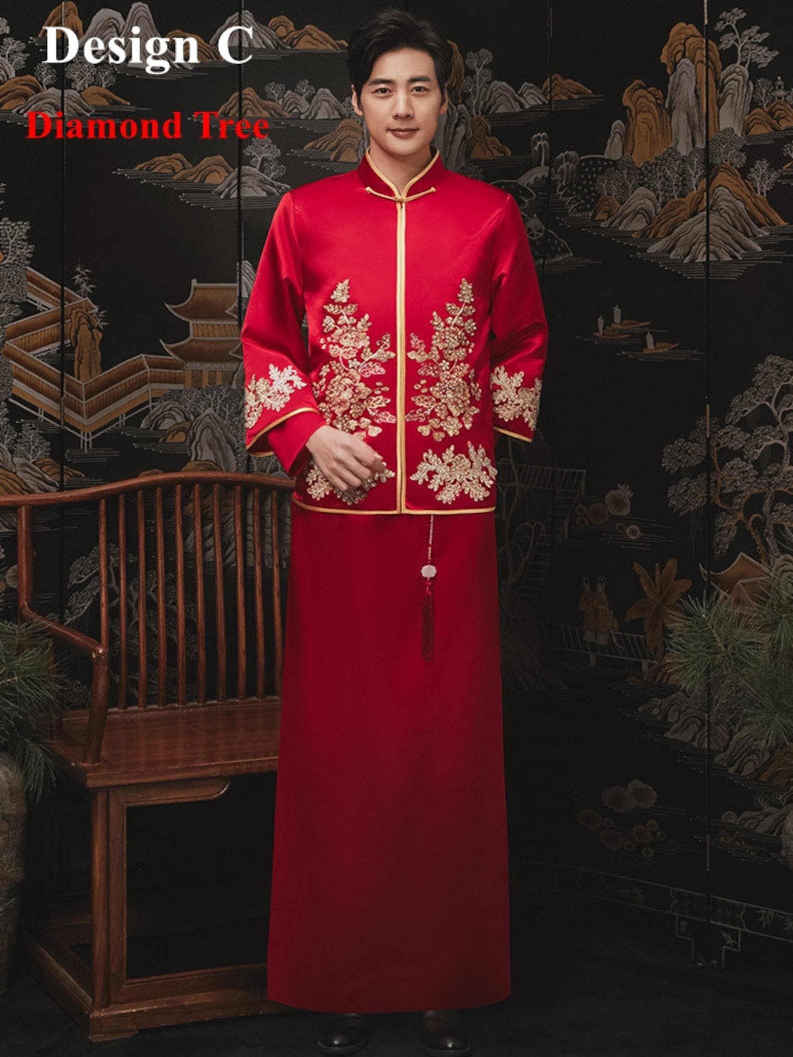 Robe traditionnelle chinoise de xiuhe de mariage rouge Etsy