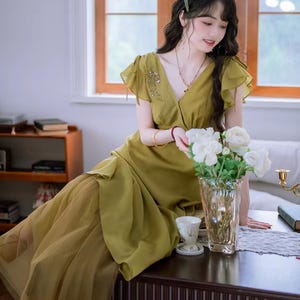 sea moss green dress NICHOLAS Melia Dress Sea Moss Green Silk Crystal Straps 4 NWOT $545