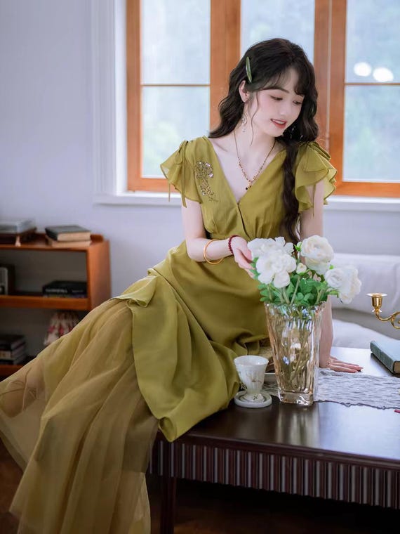 moss green summer dress Woman Hanfu Dress, Dress+ Skirt, Art Revivo quiz-birthday
