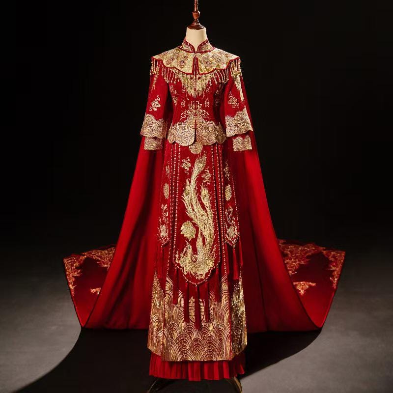 China Bridal Long Trail Cape, 霞披kasumi Cape for Winter Anti Cold