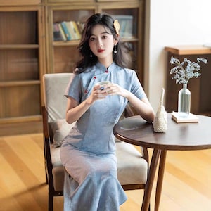 New Arrival Retro China Cheongsam, Classic Jacquard Floral Qipao, Summer Qipao Gift for Her Dress Size S-3XL Green