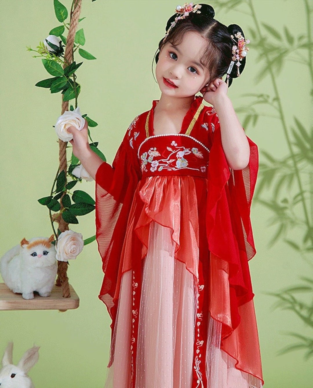 Buy New Arrival 3-14 Years' Gilrs China Hanfu Dress Half Trumpet