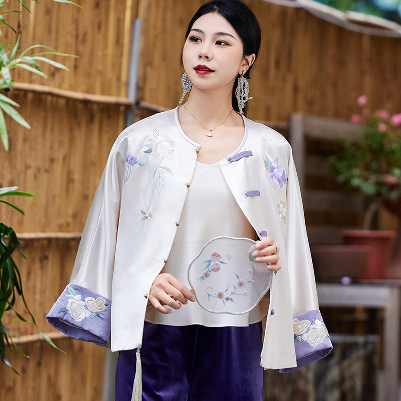 Hi-Lo Tang Jacket with Embroidered Cuff (Made-to-Order)