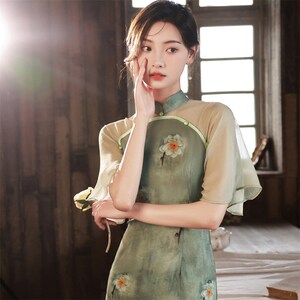 2022 Summer Vintage Transparent Sleeves Chinese Cheongsam - Etsy