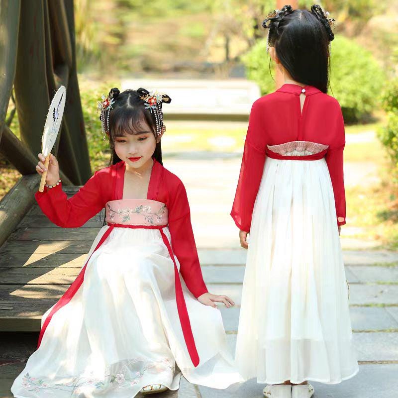 Generico Abito Hanfu per Bambini Costume Ballo Tradizionale