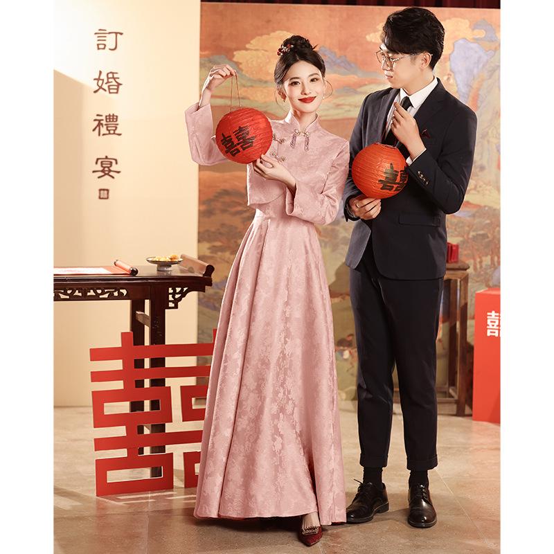 formal dresses made in china A-Line V Neck Flower Lace Tea Length Pink Prom Dress, Pink Formal Dress US 12 / Pink main image 1