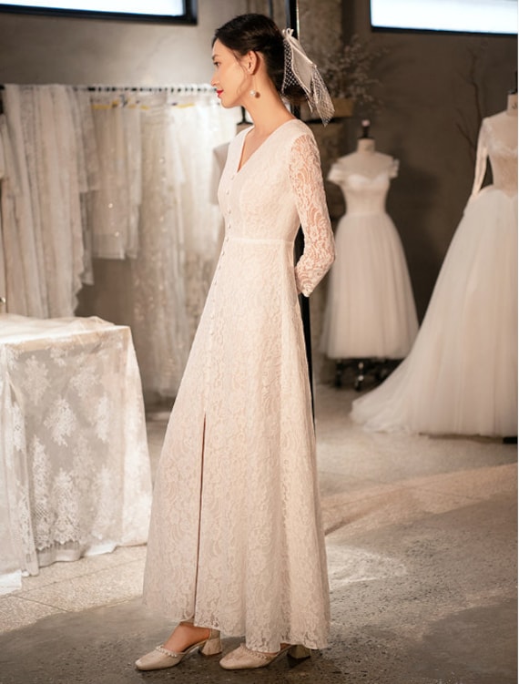 Simple Elegant Evening Dress Short Puff Sleeve Champagne Ball Gown –  FloraShe