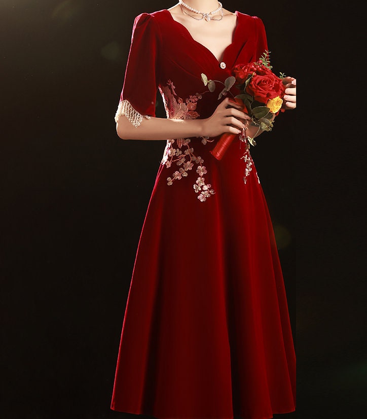 engagement dress red Red Wedding Dresses Chinese Style Engagement Dress