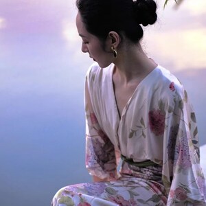 Unique Bridal,Bridesmaid PJ Lingerie Wedding Morning Gown Dress, Wedding Night Set, Hanfu Style, Printed Penoy Bath Suit, Lady Pajamas image 4