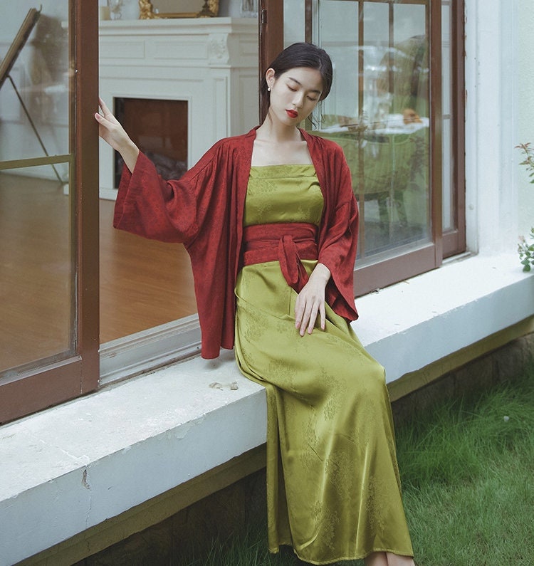 strapless open back dress Blue/Grey Modern Hanfu Dress Grey / S main image 0