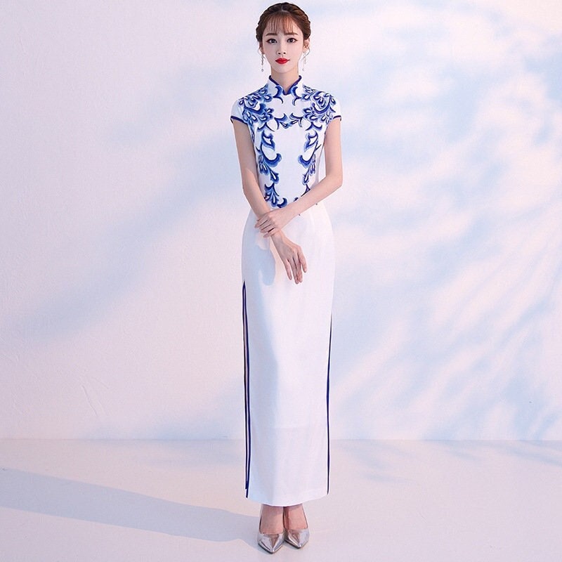 blue and white china pattern dress Winifred Blue China Panel Dress main image 1