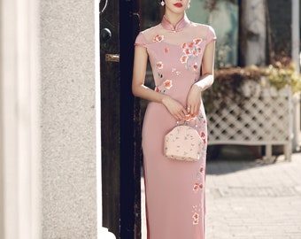 Vintage China Cheongsam Classic Embroidery Flower Pink - Etsy
