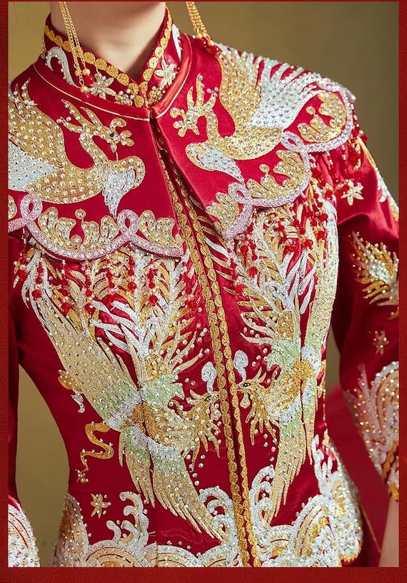 THE SHISHIKUI boda / RED×WH Mサイズ New Design Traditional Chinese Bride Red Wedding Xiuhe Gown