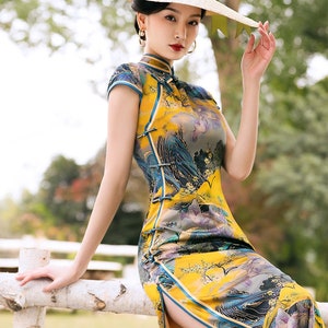 Vintage Mulberry Silk Cheongsam100% Pure Silk Qipao Dress in - Etsy