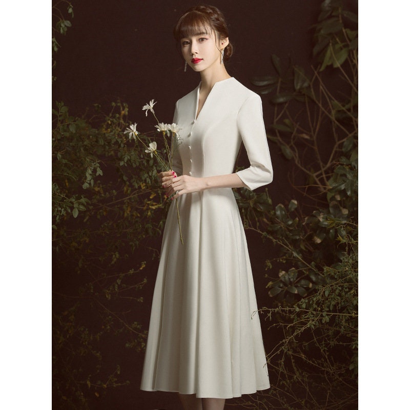 Free Custom Size Bridal Wedding Light Dress in White Modern | Etsy