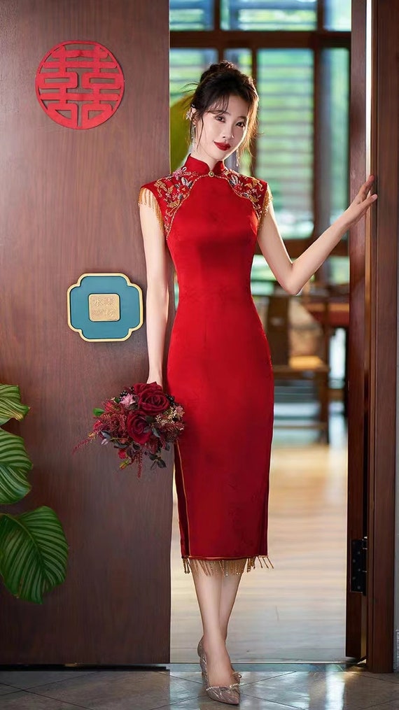 white christmas dresses Shanghai Style Sleeveless Maxi Cheongsam – DXJ Cheongsam main image 0