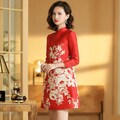 Classic China Red Cheongsam,Chinese Vintage Wedding Dress, Bridal Dress,Tea Ceremony Dress, Autumn Fall 旗袍 Shanghai Woman,Elegant Red Carpet product logo