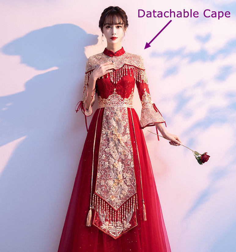 New Design Traditional Chinese Bridal Red Xiuhe Dress, Wedding