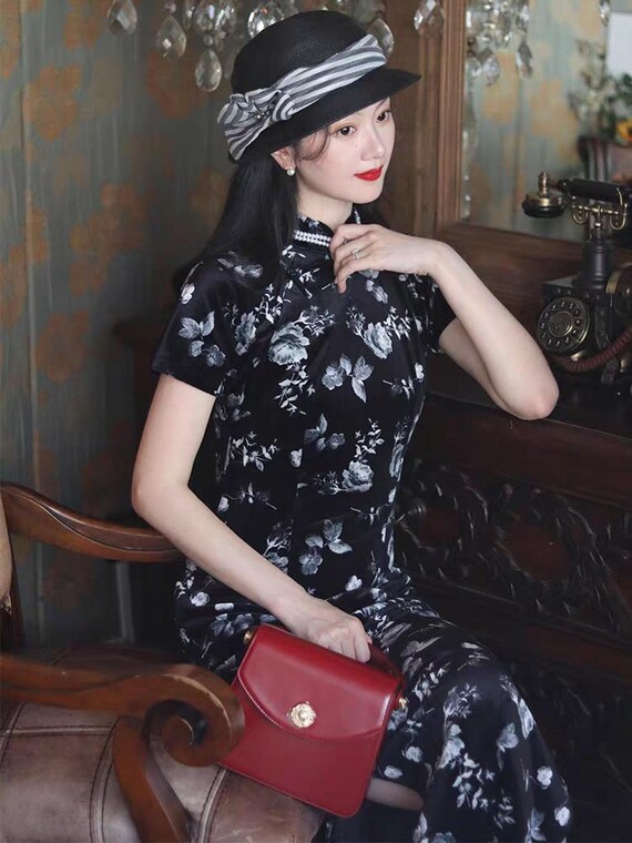 Doveyaf エレガントな夏秋女性用チャイナドレス 本物のパンコウ留め