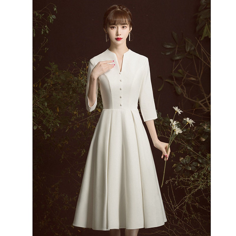 Free Custom Size Bridal Wedding Light Dress in White Modern Etsy