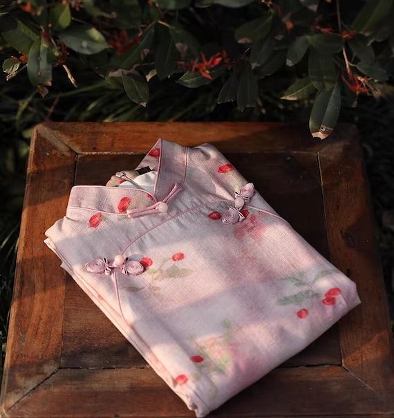New Design Modern China Qipao Dress, Linen Tencel Material Pink Dress Art  Revival Young Lady Size S-3XL - Etsy
