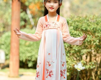 Abito cinese Hanfu per bambini, abito lungo Tang, costume da