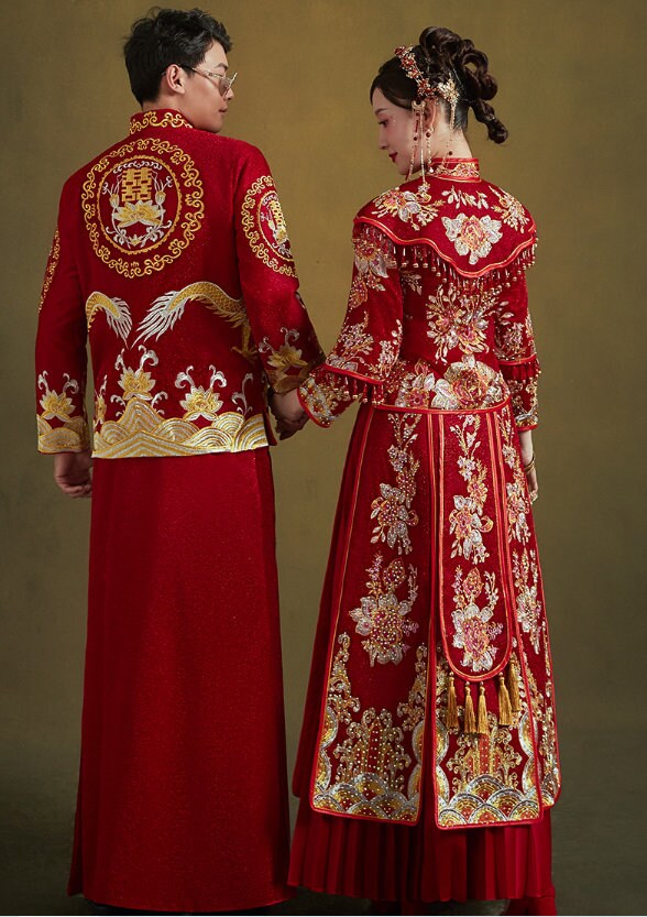 Traditional Chinese Bridal Red Wedding Xiuhe Dress 红妍惜君 | Etsy UK