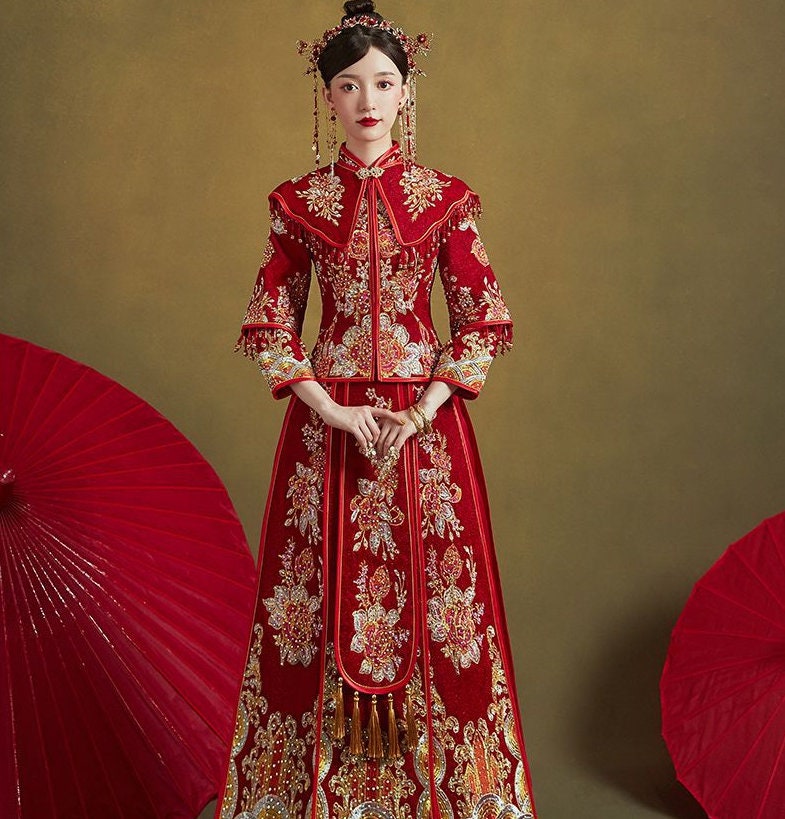 Traditional Chinese Bridal Red Wedding Xiuhe Dress 红妍惜君 - Etsy UK