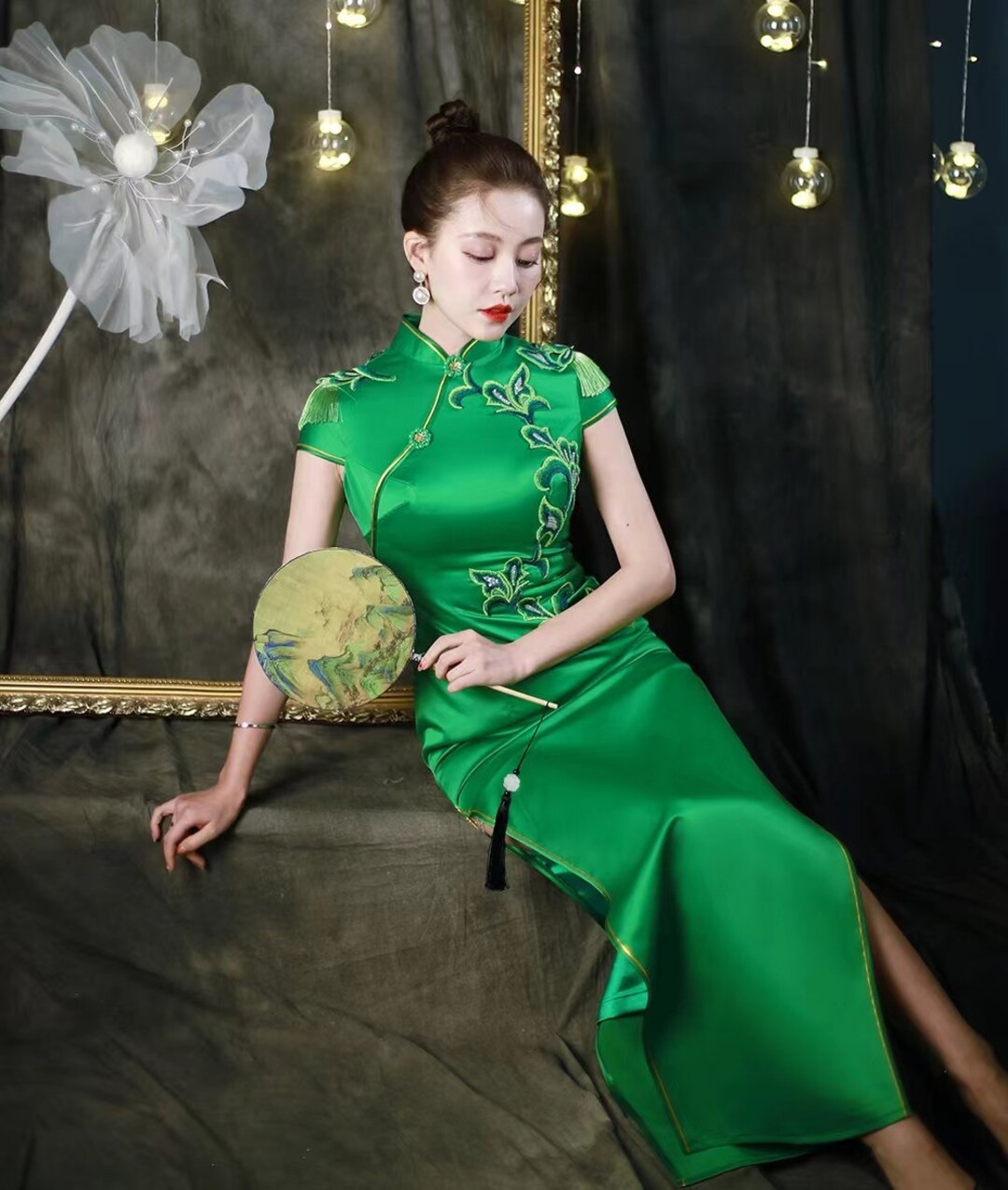 green emerald velvet dress Amazon.com: Womens Chinese Dress main image 0