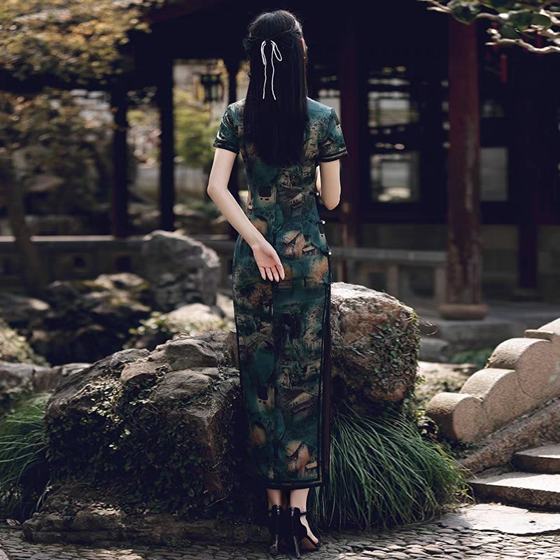 Robe Cheongsam Chinoise Fleurie Pour Fille - 100% Coton - Taille M - Occasion TB