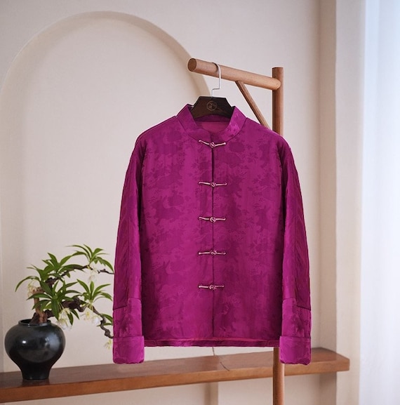 2024 CNY Scoop Neck Fall Loose Red Jacket, Purple Coat