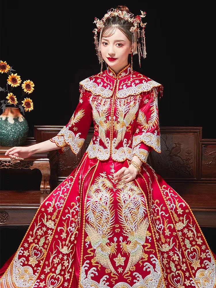 New High Quality Cut Traditional Chinese Bridal Red Wedding