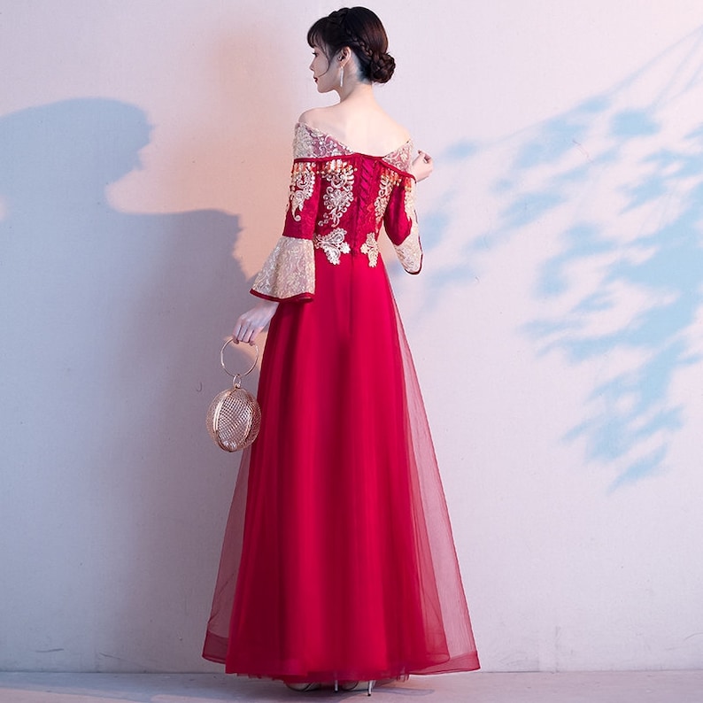 Traditional Chinese Bridal Red Wedding Dress China Bride Gown Etsy