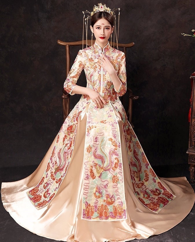 High Quality Level, Traditional Chinese Bridal Champagne Colorful
