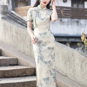 Nouvel été Chine Cheongsam femme, Qipao paysage imprimé Chine classique, S-3XL image 4