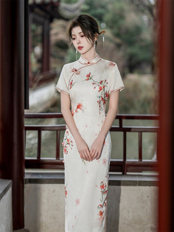 green emerald velvet dress Purple Jacquard Cheongsam Dress - Women's Evening Wear main image 1