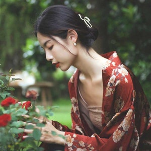 Modern China Hanfu Jacket, Anti-UV Wine Red Ice silk Jacket for Summer, Art Revival apan Kimono Jacket, Chinese Floral Qipao Tippet