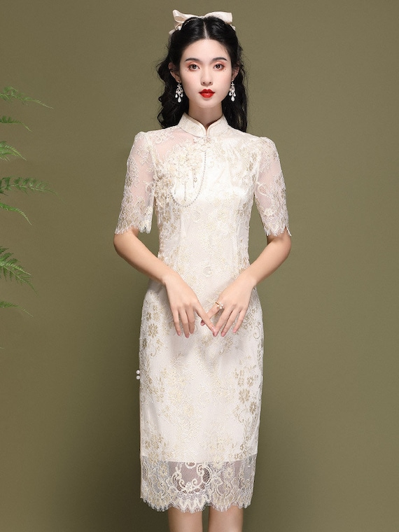 Doveyaf New Lace Qipao Dress, Summer Chinese Cheongsam, Solid Pattern, Premium Quality for Tea Ceremony - Etsy Doveyaf New Lace Qipao Dress, Summer Chinese Cheongsam, Solid Pattern, Premium Quality for Tea Ceremony - Etsy