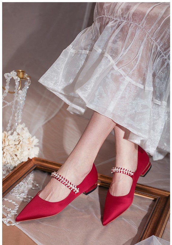 Buy Premium Handmade Western Wine Red Wedding Shoes Bridal Flat